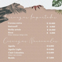 Restaurante Bar Arcanos menu