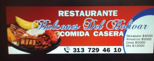 Balcones Del Bolivar menu